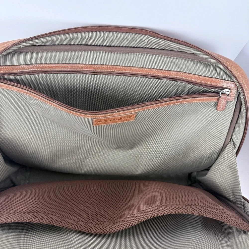 Johnston & Murphy Brown Leather Laptop Briefcase Business Travel Bag